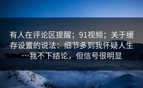 有人在评论区提醒；91视频；关于缓存设置的说法：细节多到我怀疑人生…我不下结论，但信号很明显