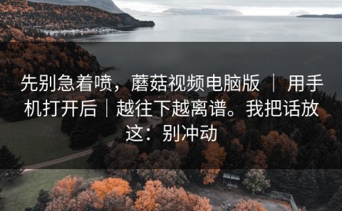 先别急着喷，蘑菇视频电脑版 ｜ 用手机打开后｜越往下越离谱。我把话放这：别冲动