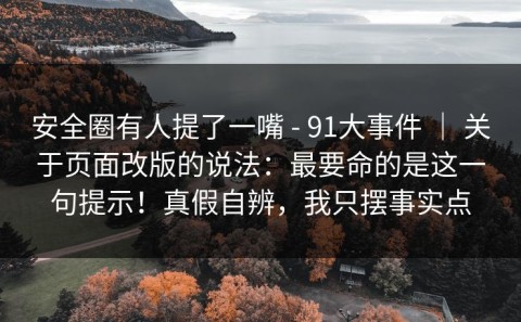 安全圈有人提了一嘴 - 91大事件 ｜ 关于页面改版的说法：最要命的是这一句提示！真假自辨，我只摆事实点
