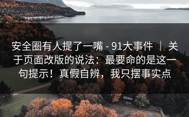 安全圈有人提了一嘴 - 91大事件 ｜ 关于页面改版的说法：最要命的是这一句提示！真假自辨，我只摆事实点